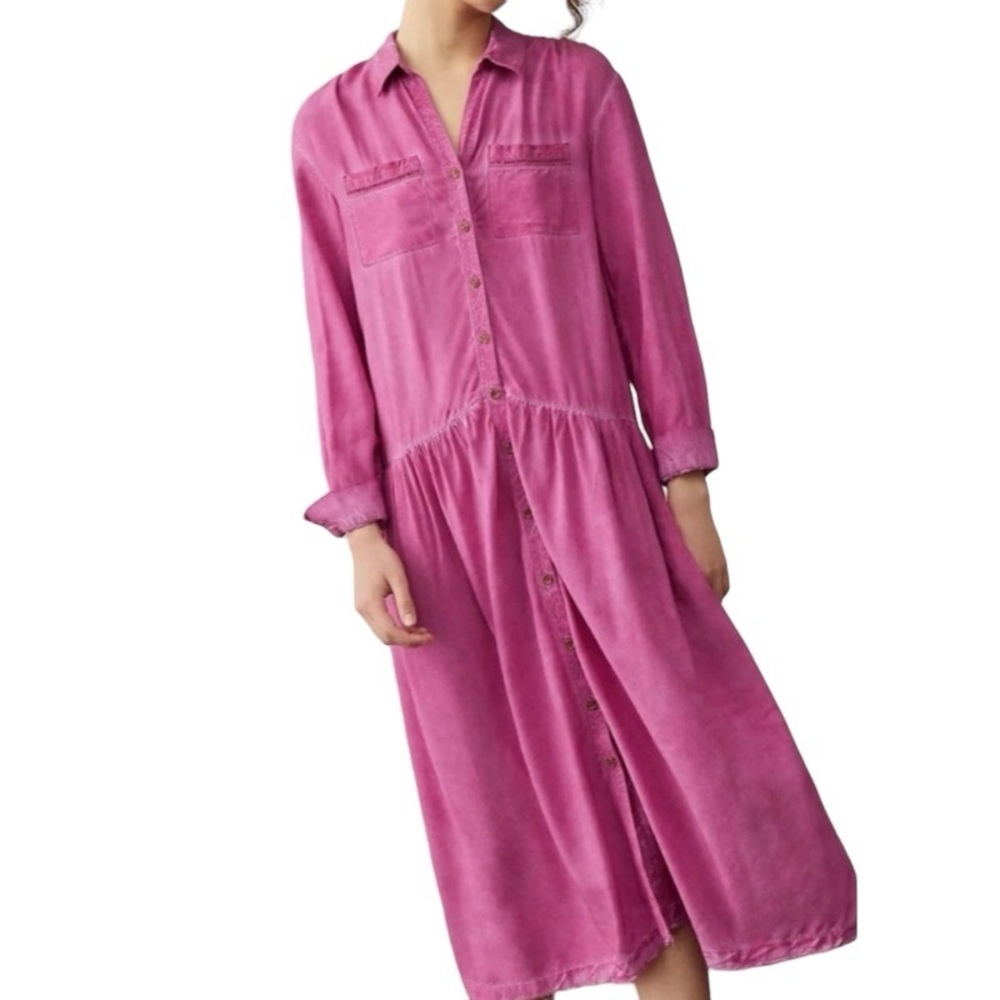 PILCRO Purple Kimberly Button Down Maxi Dress